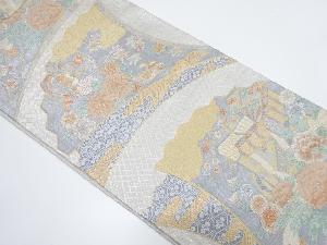 佐賀錦　扇に御所車・鳳凰・草花模様織り出し袋帯